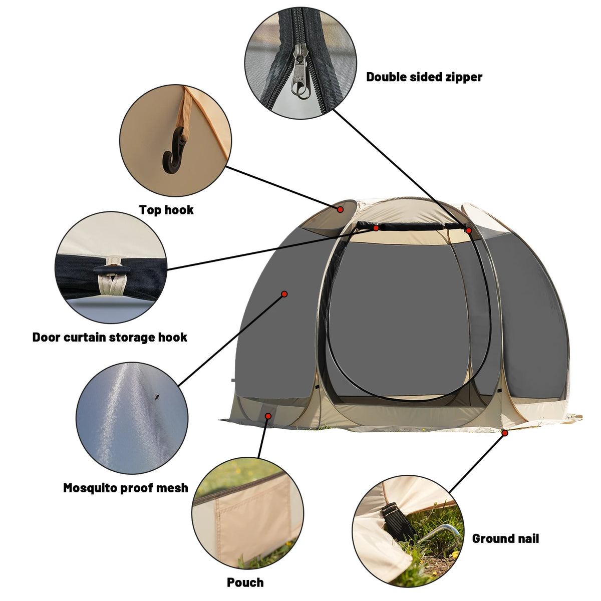 Pakicetus Automatic Family Sun Canopy With Mesh Walls