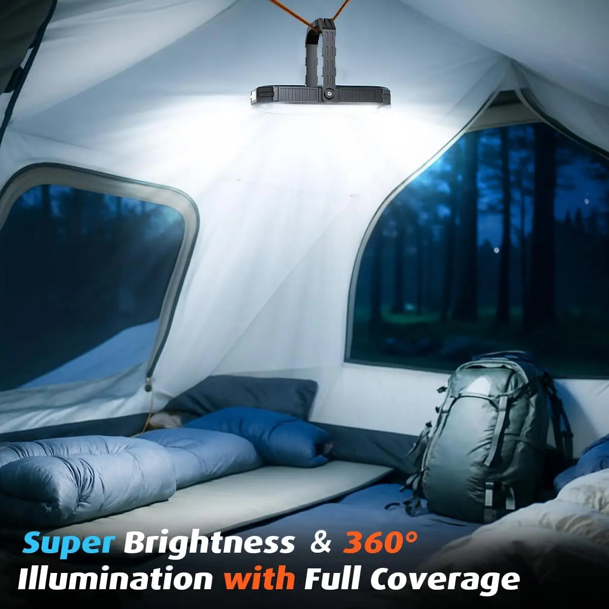 LED Camping Lantern Rechargeable 10000mAh With LCD Display 12 Modes