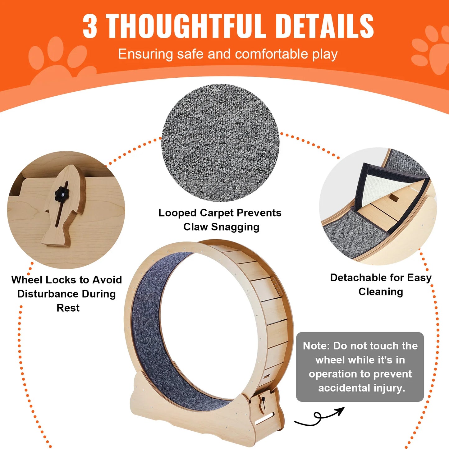 Wooden Cat Exercise Wheel For Indoor Running Safe Durable