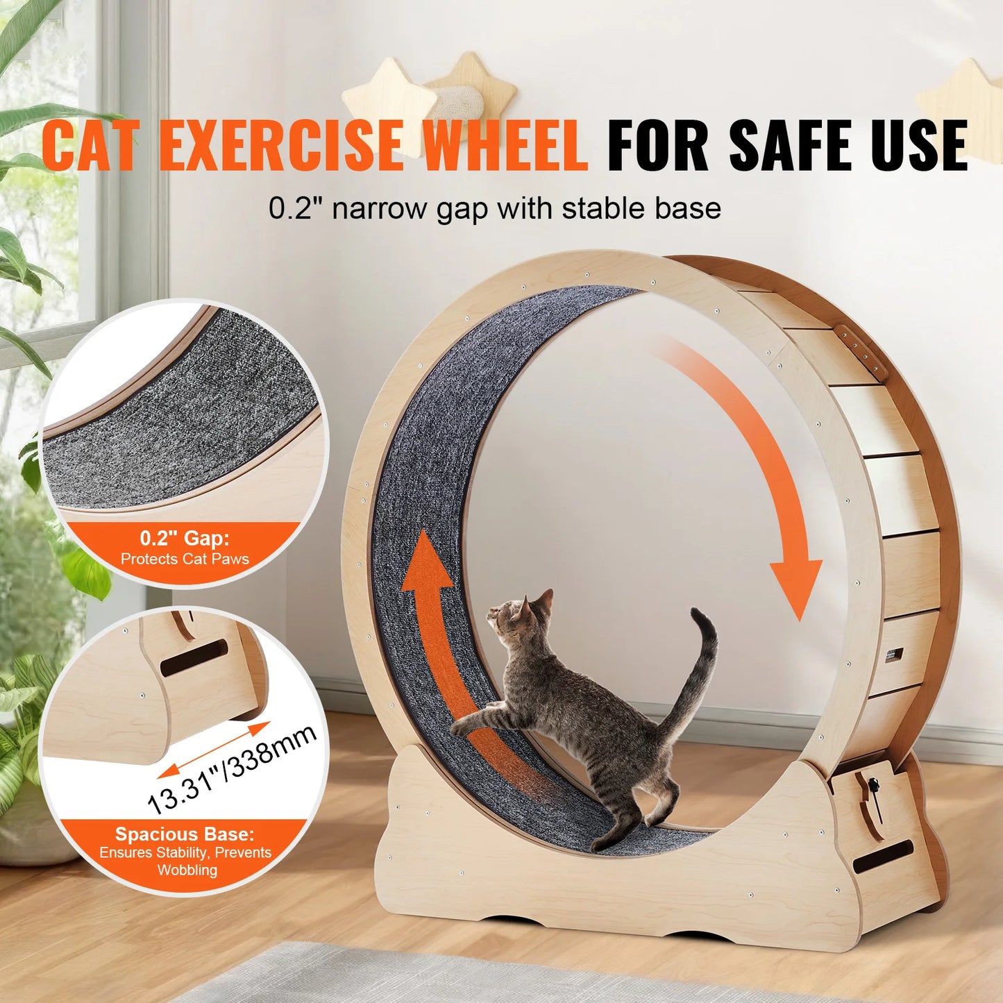 Wooden Cat Exercise Wheel For Indoor Running Safe Durable