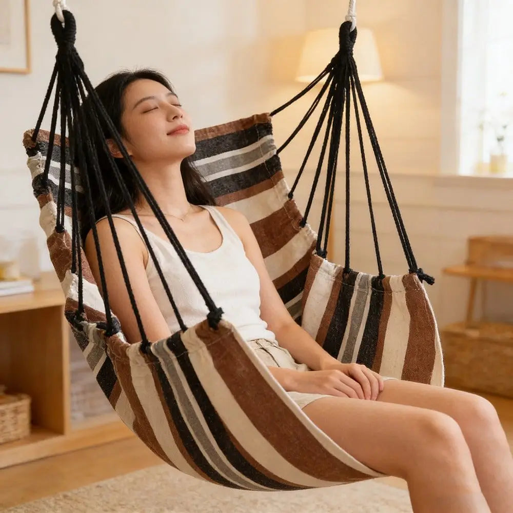 Hammock Swing Chair-Supports Up To 500 Pounds And Is Suitable For Both Indoor And Outdoor Use. Designed For Bedrooms, Gardens,