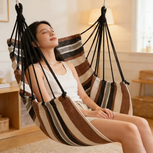 Hammock Swing Chair-Supports Up To 500 Pounds And Is Suitable For Both Indoor And Outdoor Use. Designed For Bedrooms, Gardens,