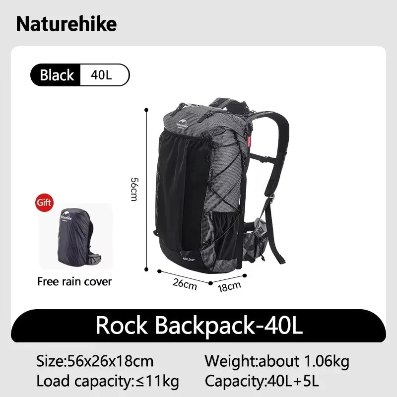 Naturehike Outdoor Hiking Backpack With Rain Cover For Camping Travel