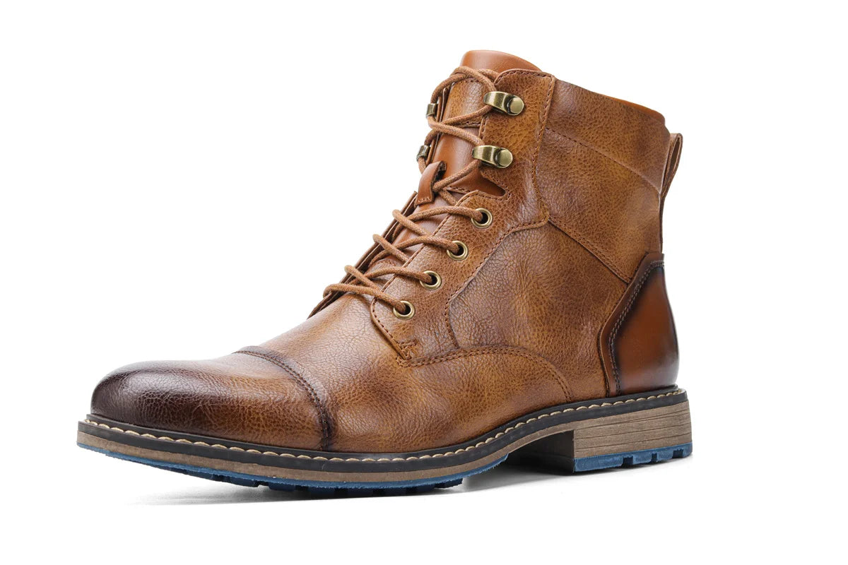 Men's Classic Leather Ankle Boots With Zipper And Comfortable Fit