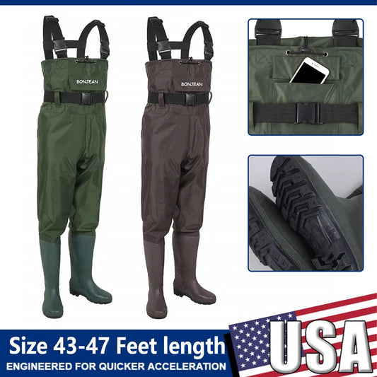 Unisex Waterproof Fishing Waders Pants With Boots Chest Length Kit
