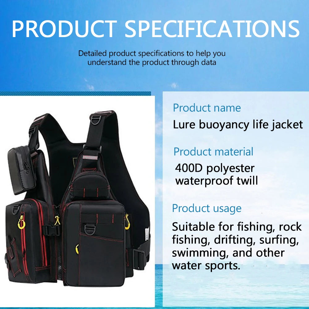 NONECN Outdoor Fishing Life Jacket Vest With Pockets Buoyant