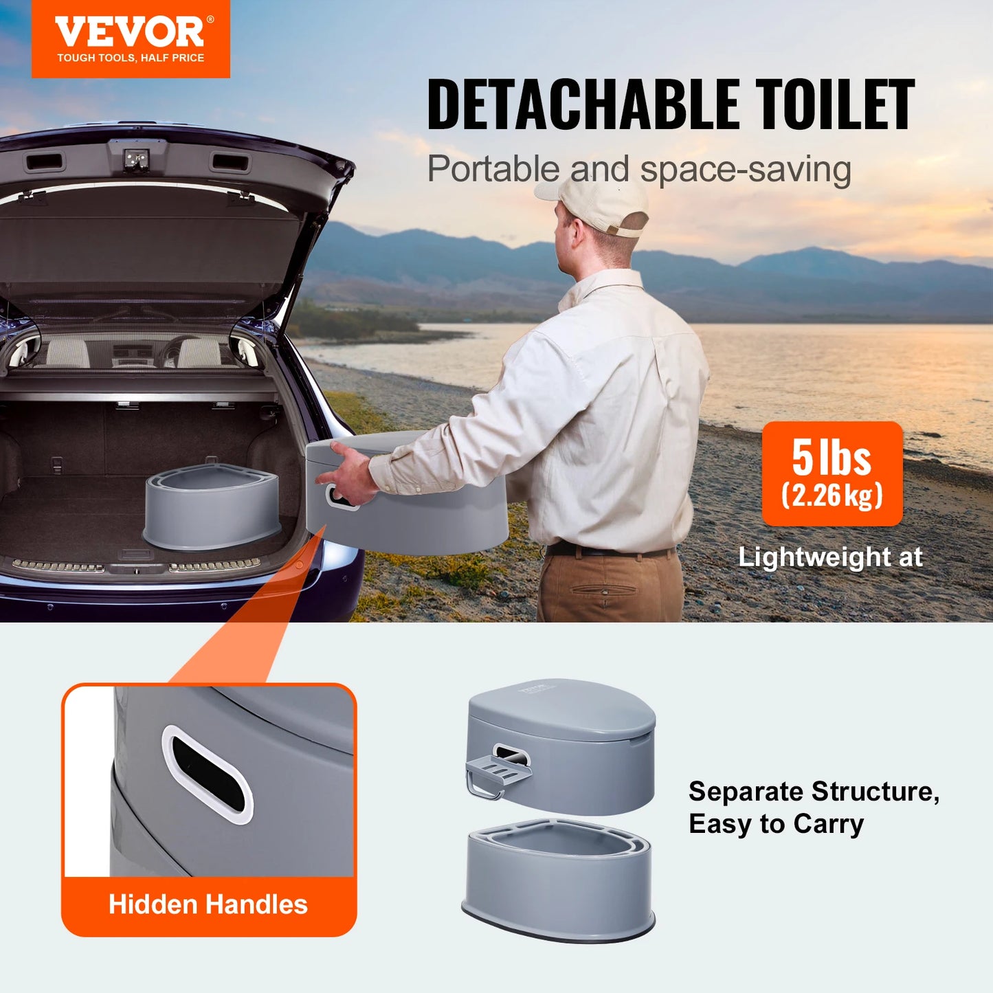 SucceBuy Portable Toilet for Camping Porta Potty with 1.3G Detachable Inner Bucket TravelToilet for OutdoorCamping LongRoad Trip