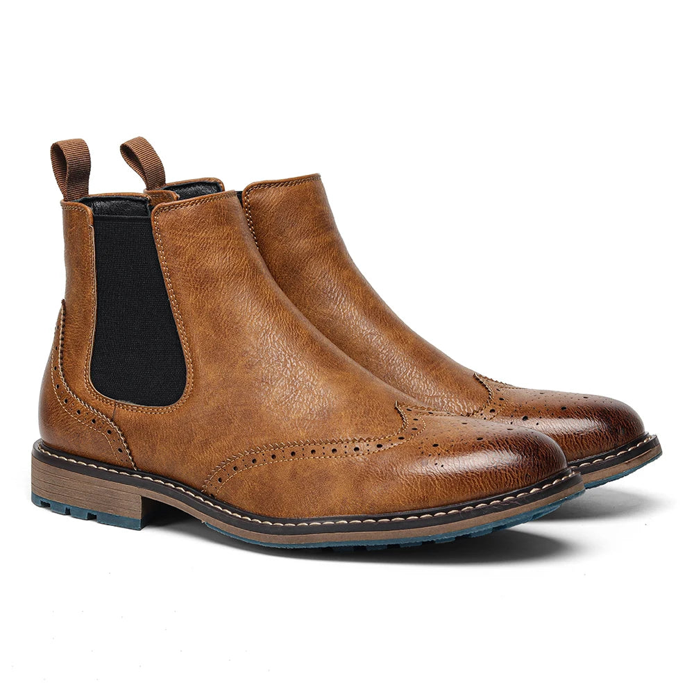 Hecrafted Men's Western Ankle Boots With Comfortable Zip Closure