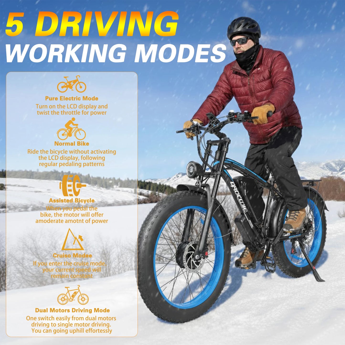 Baolujie Peak Dual Motor Electric Bicycle 48V Battery For Adults