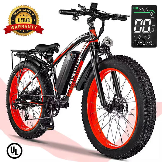 EOEOTWOC 1500W Fat Tire Electric Bike 34MPH Mountain Ebike