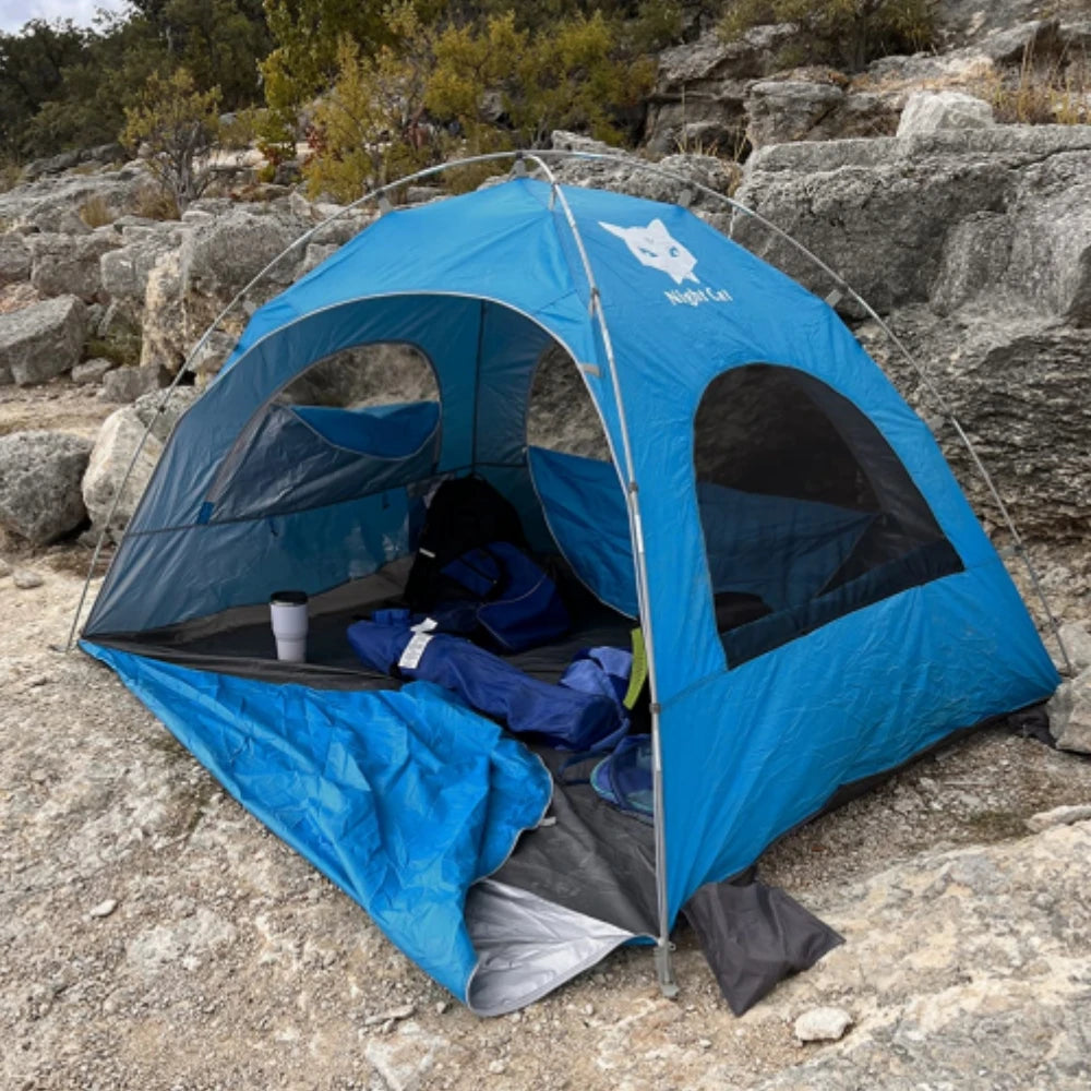 Night Cat Beach Tent With UV Protection And Mesh Windows