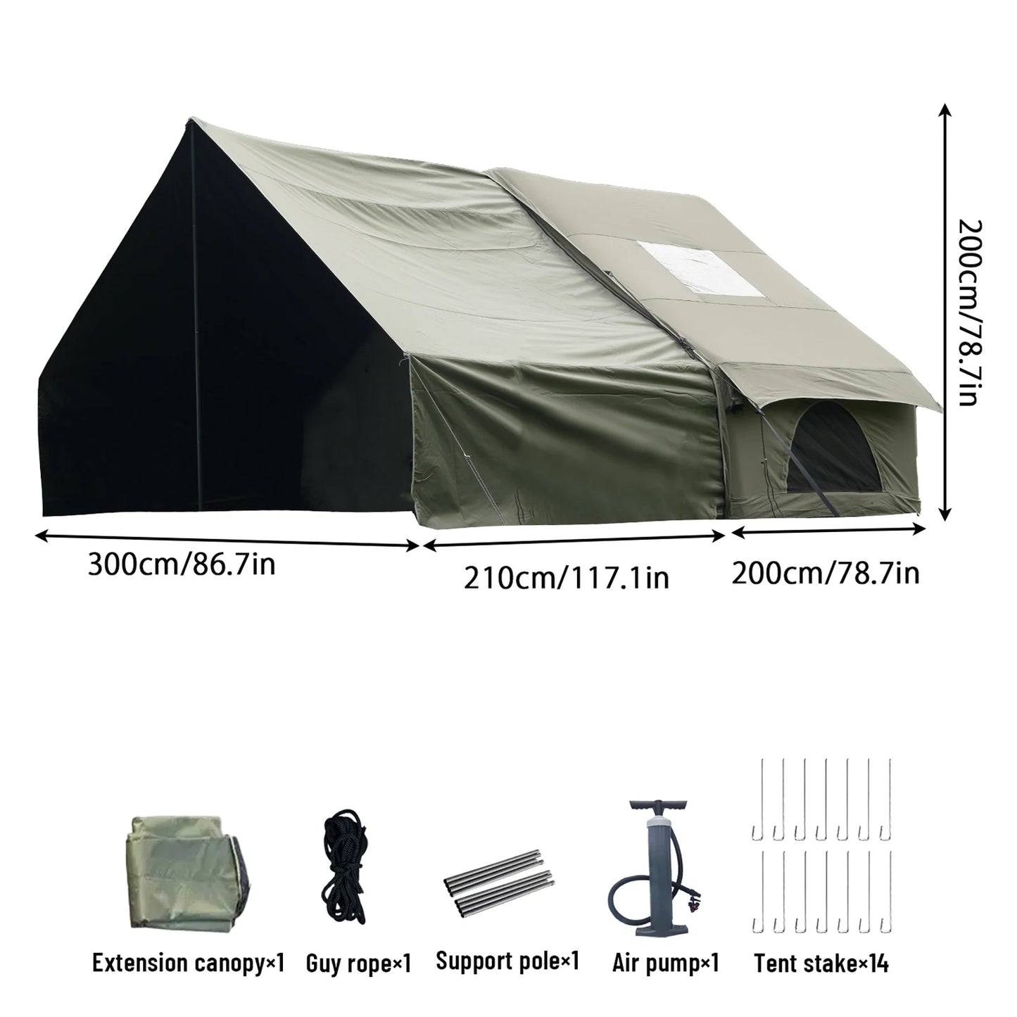 Pakicetus Inflatable Tent With Skylight Quick Setup Outdoor Family Tent