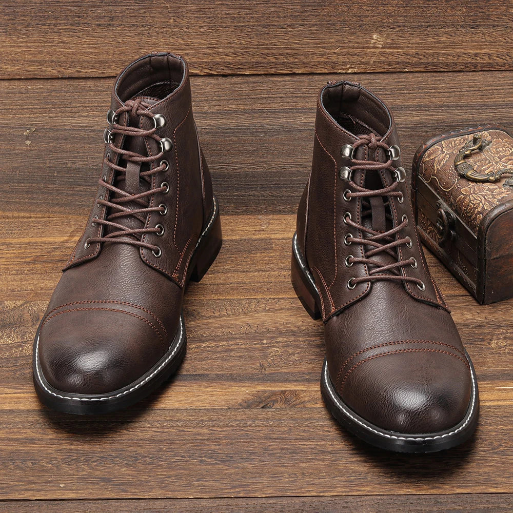 Hecrafted Men's Western Ankle Boots With Comfortable Zip Closure