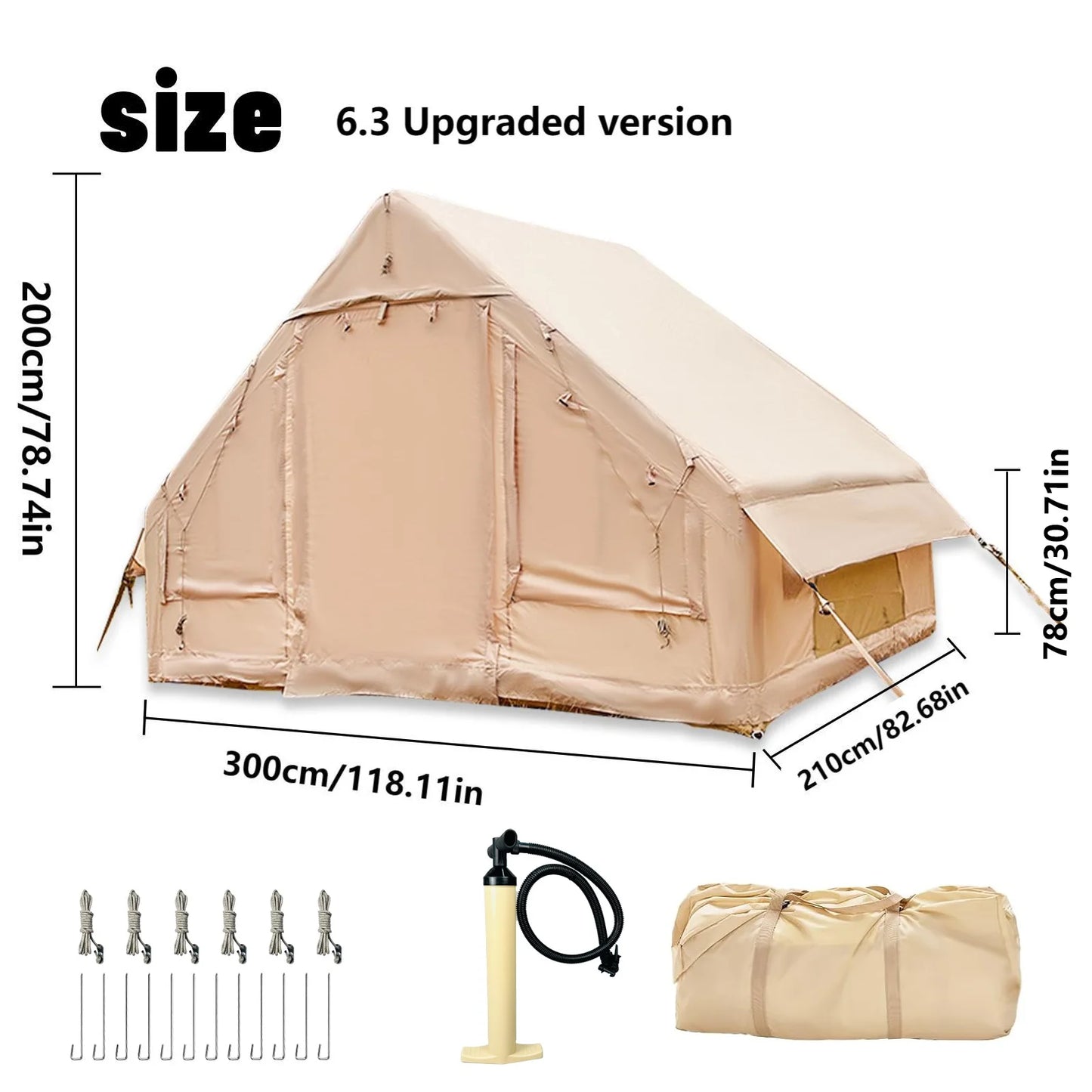 Pakicetus Inflatable Tent With Skylight Quick Setup Outdoor Family Tent