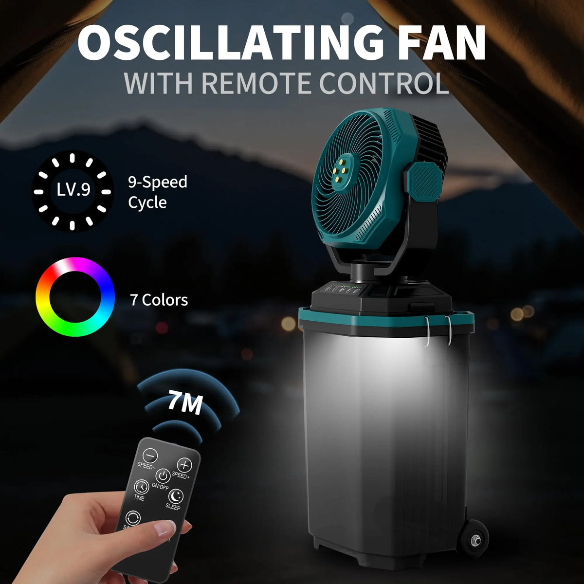 HiMISS Portable Misting Bucket Fan With Remote And Rechargeable Battery