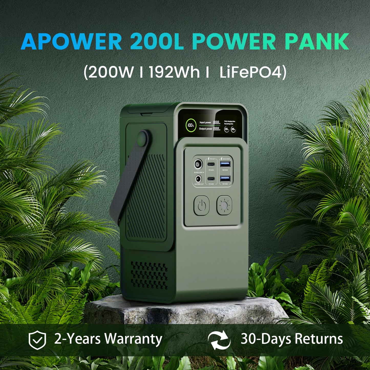 CTOLITY 200W Portable Power Station 192Wh LiFePO4 Battery
