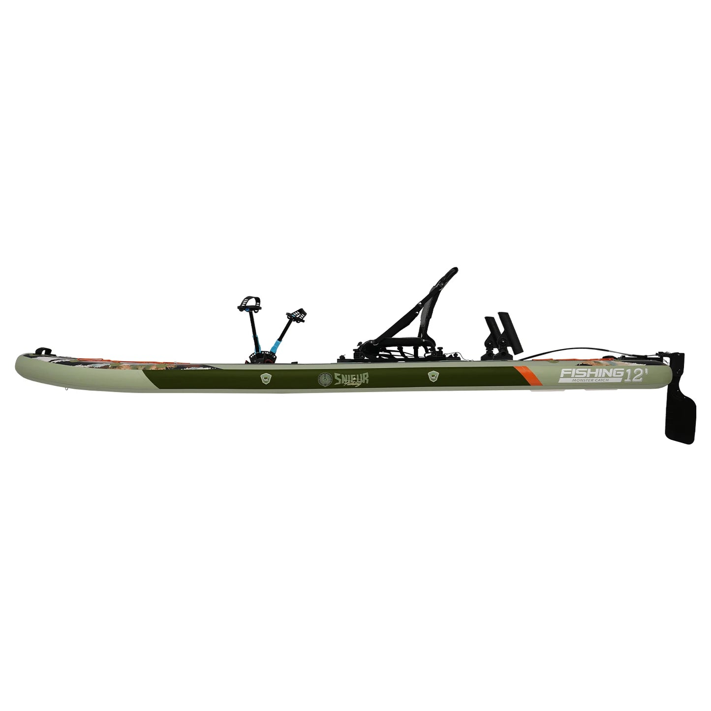 12ft Inflatable Fishing SUP Board Drop Stitch PVC With Pedal Drive Rod Holder Seat Adult Lake River Ocean Outdoor Water Sports