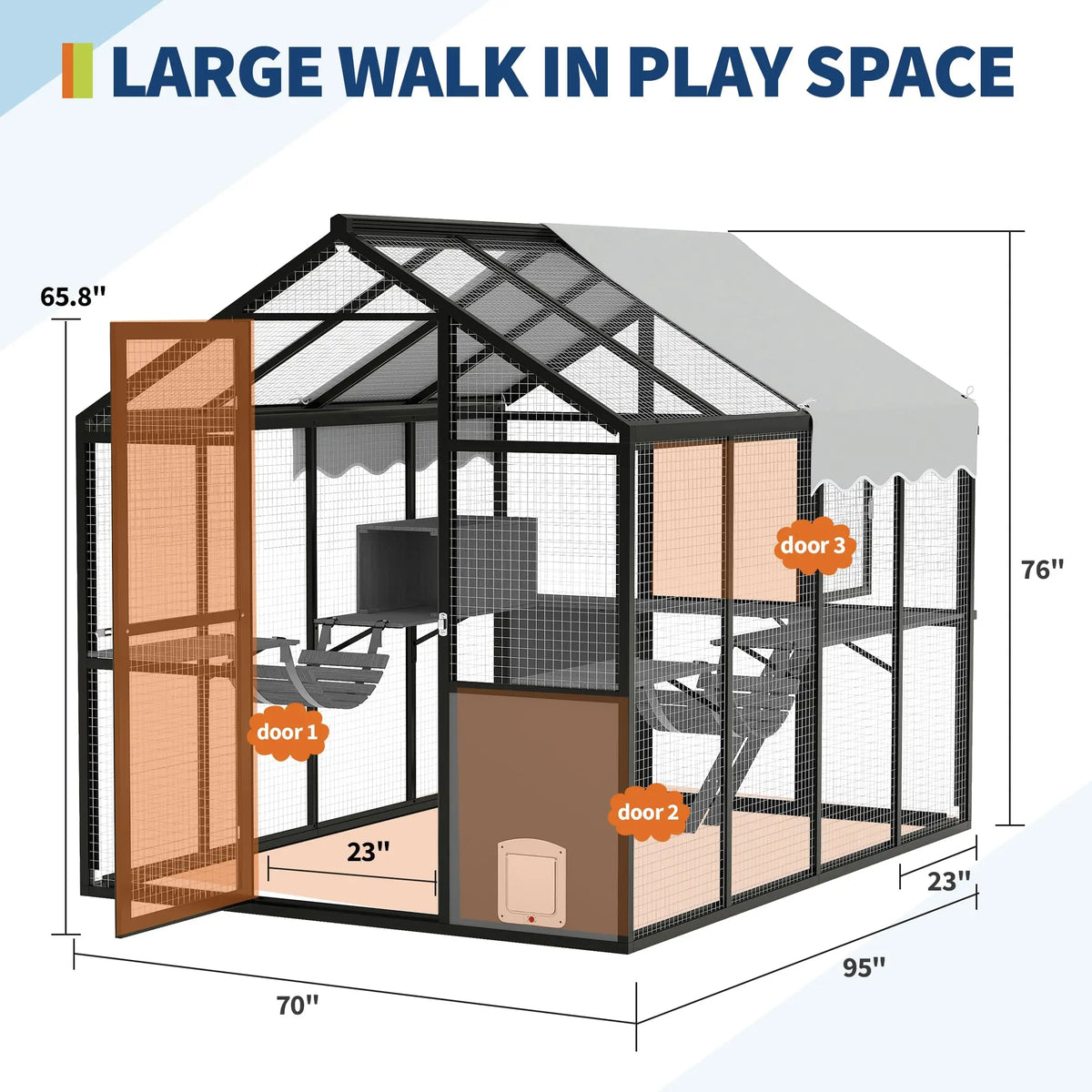 HiMISS Aluminum Outdoor Catio Enclosure Walk In Cat Run