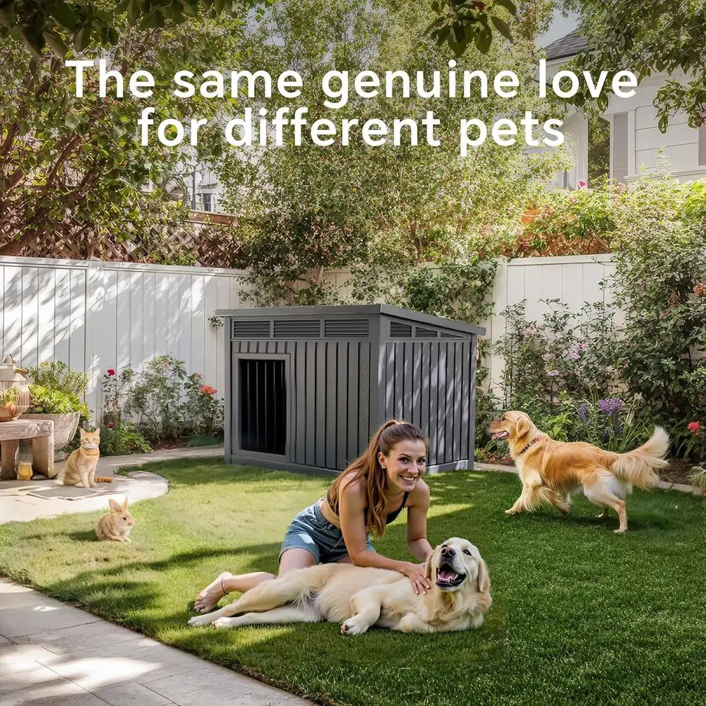 Weatherproof PP Resin Indoor Outdoor Dog House With Openable Roof