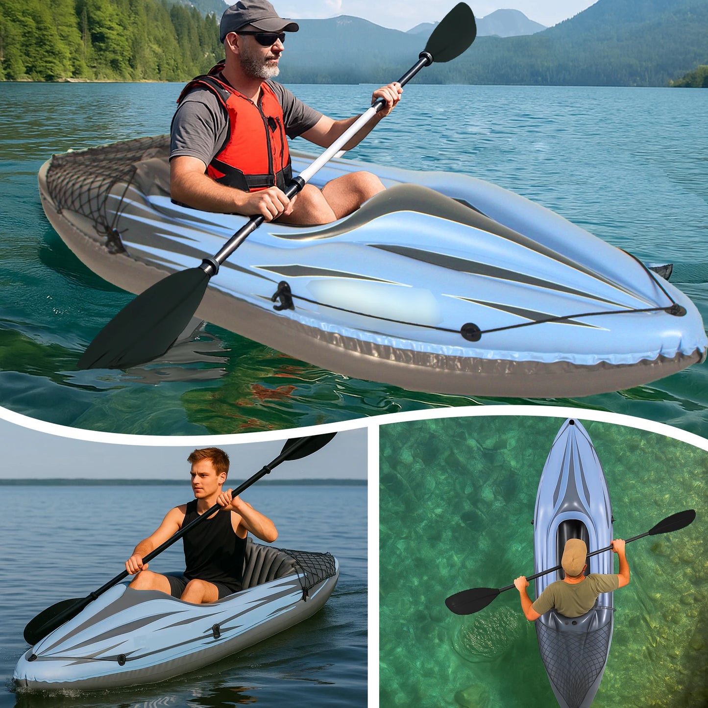 HHSJZWCY Inflatable One Person Kayak With Pump Paddles Bag