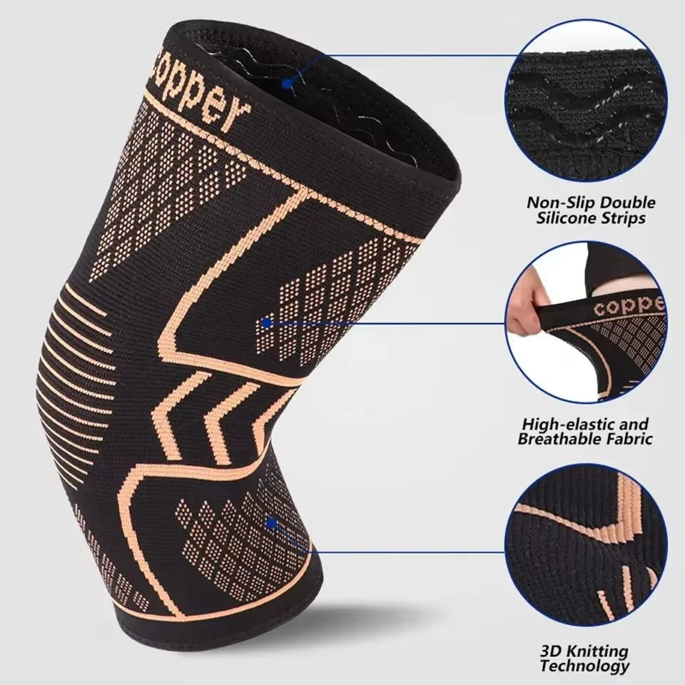 Copper Knee Support Sleeve With Compression For Arthritis Pain Relief