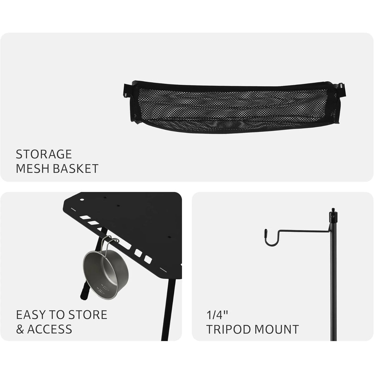 Naturehike H02 IGT Adjustable Folding Camping Table With Storage