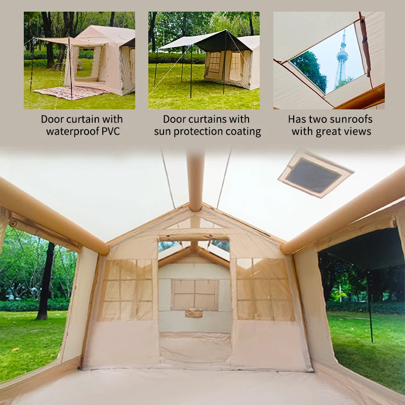 Inflatable Camping Tent For Large Groups With Easy Setup Pump