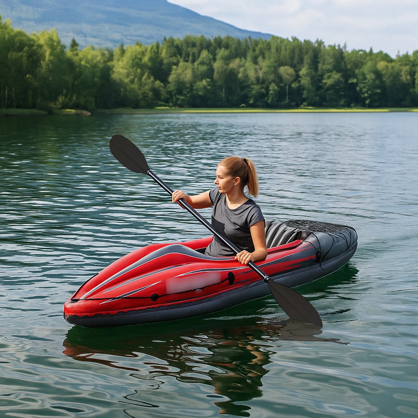 HHSJZWCY Inflatable One Person Fishing Kayak for Lakes and Rivers