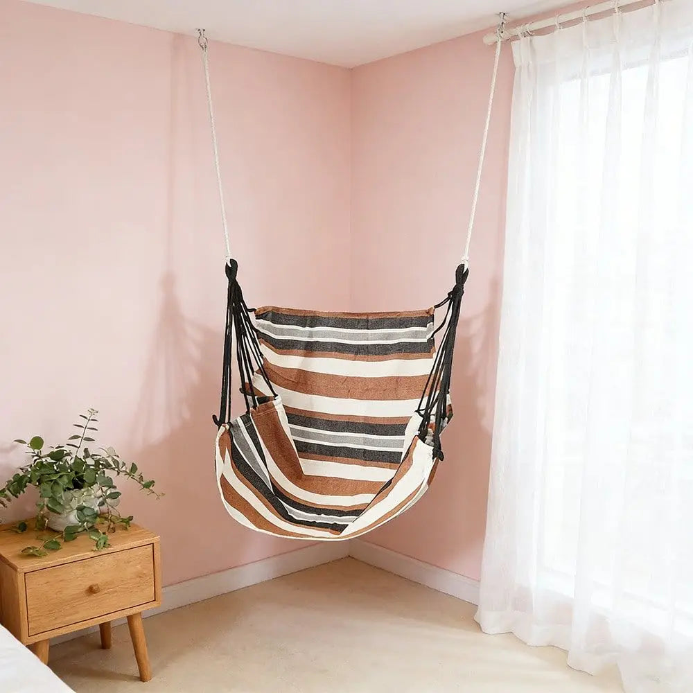 Hammock Swing Chair-Supports Up To 500 Pounds And Is Suitable For Both Indoor And Outdoor Use. Designed For Bedrooms, Gardens,
