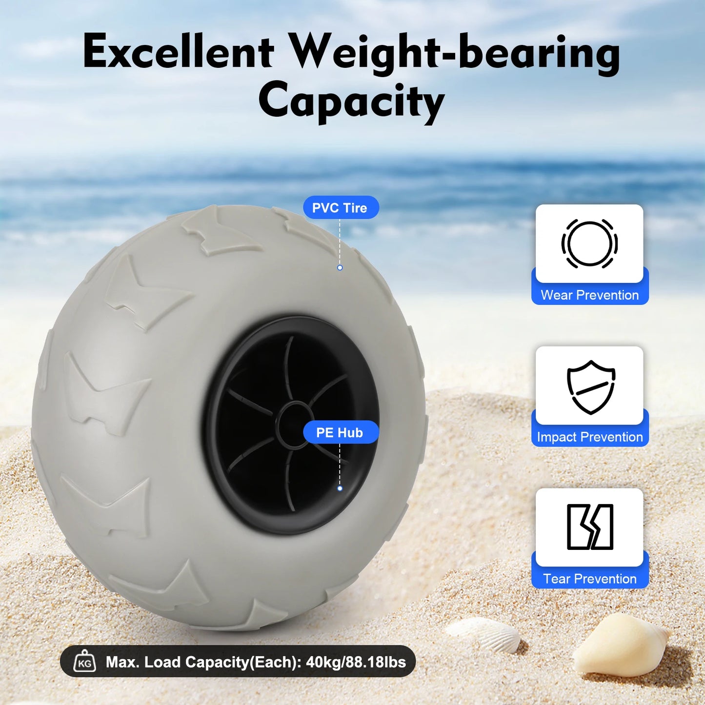 Beach Cart Inflatable Wheels Replacement Tires Two Pack