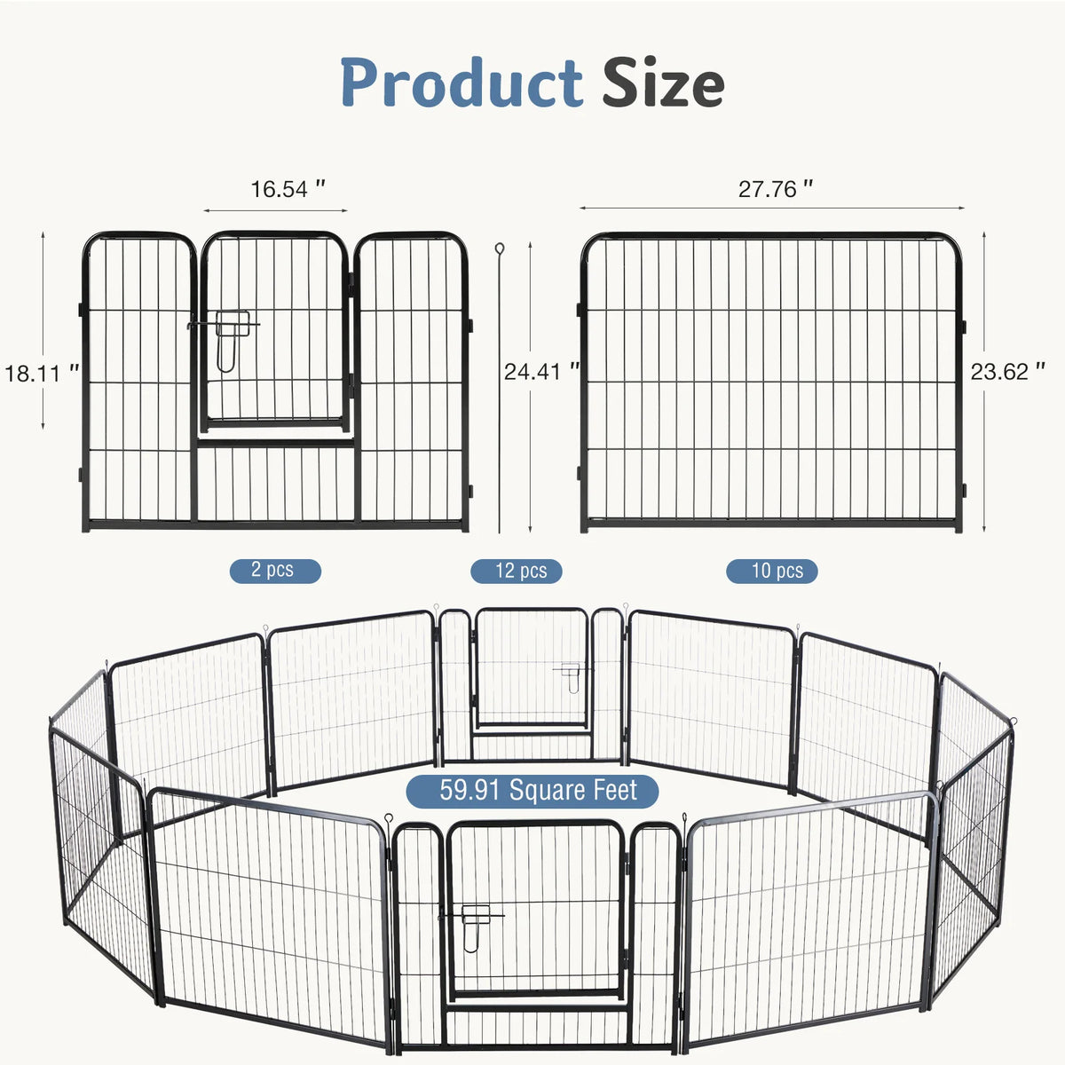 JHK Foldable Metal Dog Playpen Exercise Fence For Indoor Outdoor