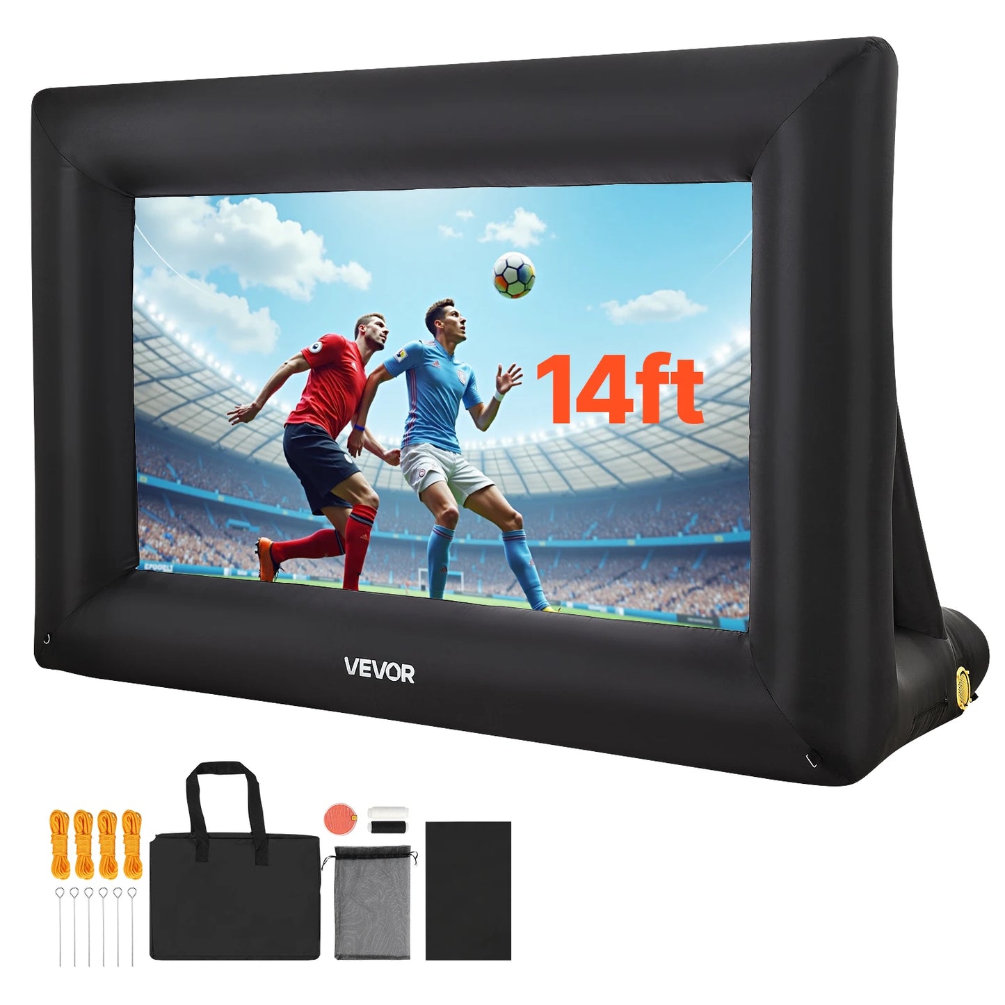SucceBuy 14/15/16/18/20 FT Inflatable Projector Screen with 120W Air Blower Projector Screen for Outdoor Theater Theme Party