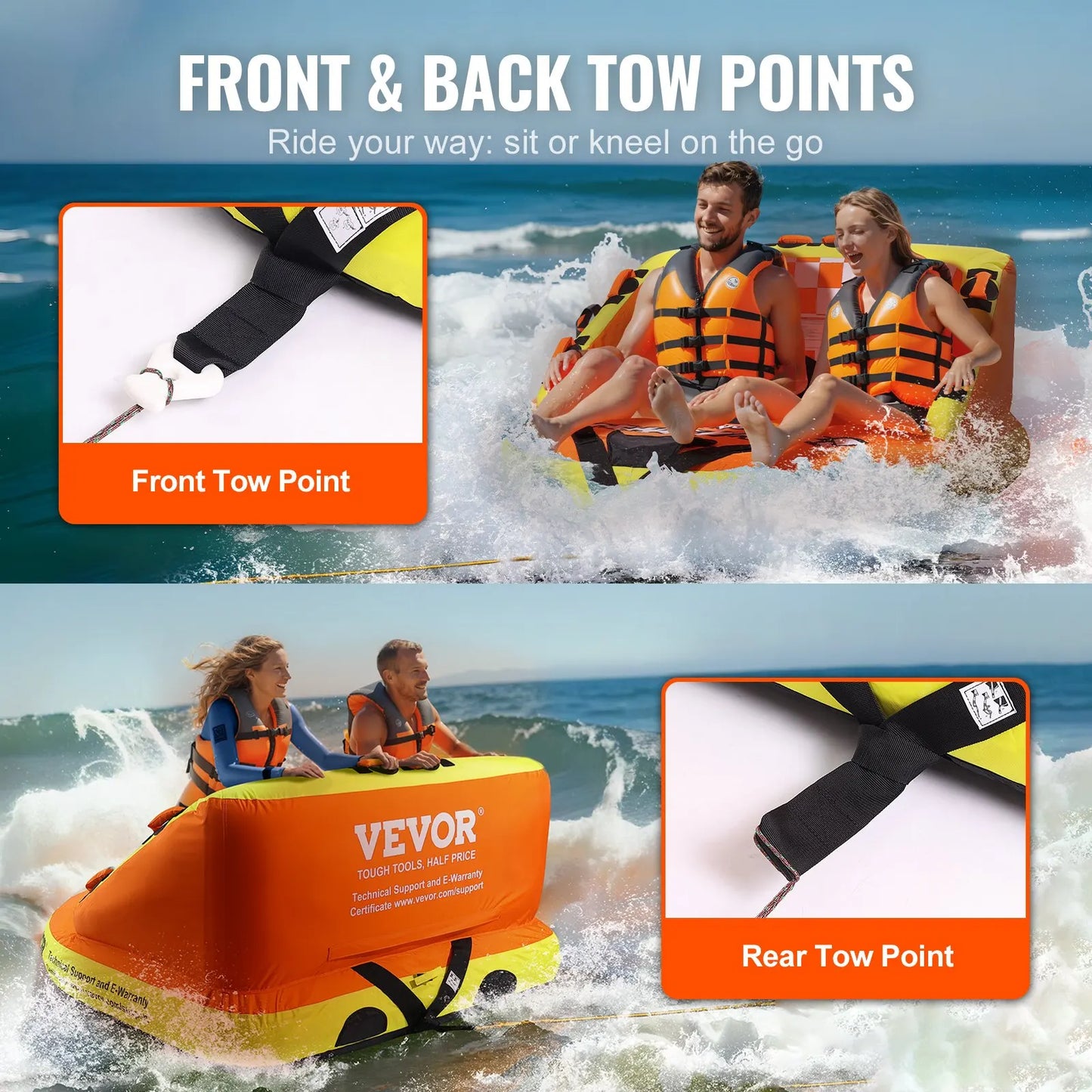Towable Boat Tube With Deck Seats Inflatable 1 2 Riders