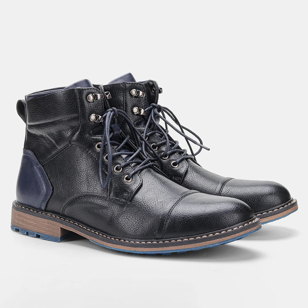 Hecrafted Men's Western Ankle Boots With Comfortable Zip Closure