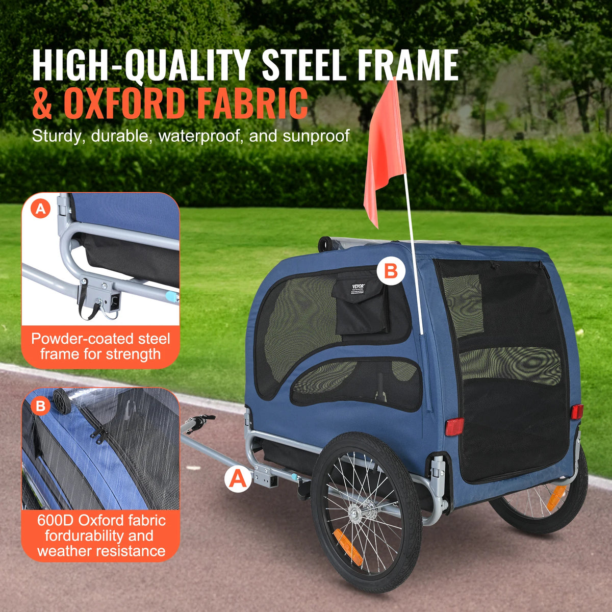 SucceBuy Dog Bicycle Trailer Carrier with Coupler and Safety Reflectors