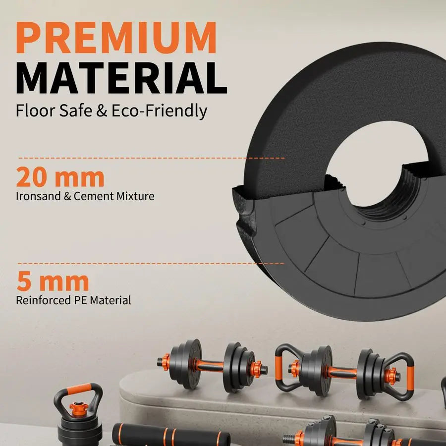Adjustable 4in1 Dumbbell Set With Barbell And Kettlebell