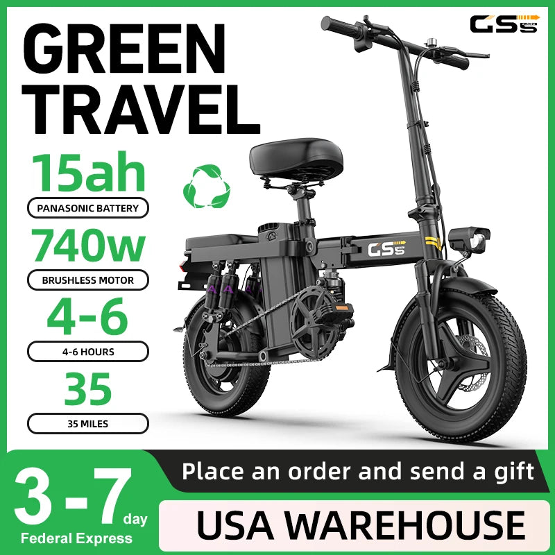 UPlee GS5 Fat Tire 35 Mile Range Folding Electric Bike