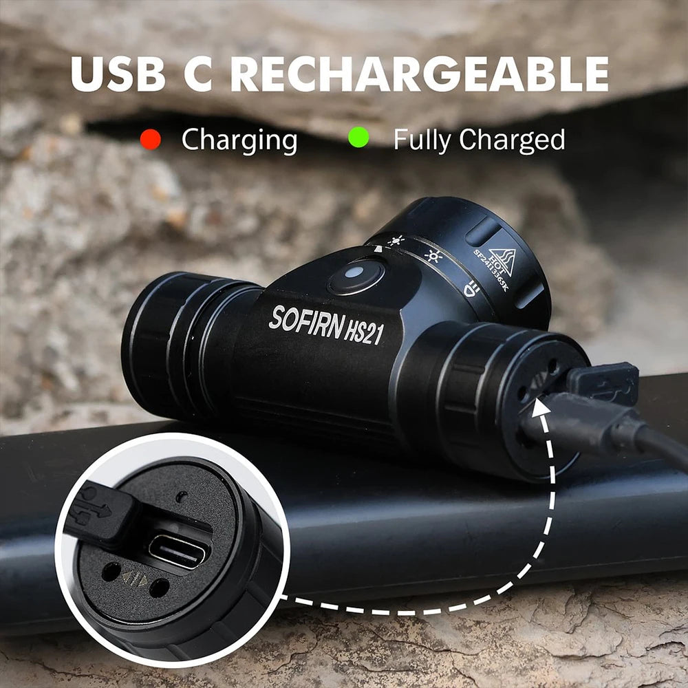 Sofirn HS21 USB C Rechargeable LED Headlamp with Infrared Switch