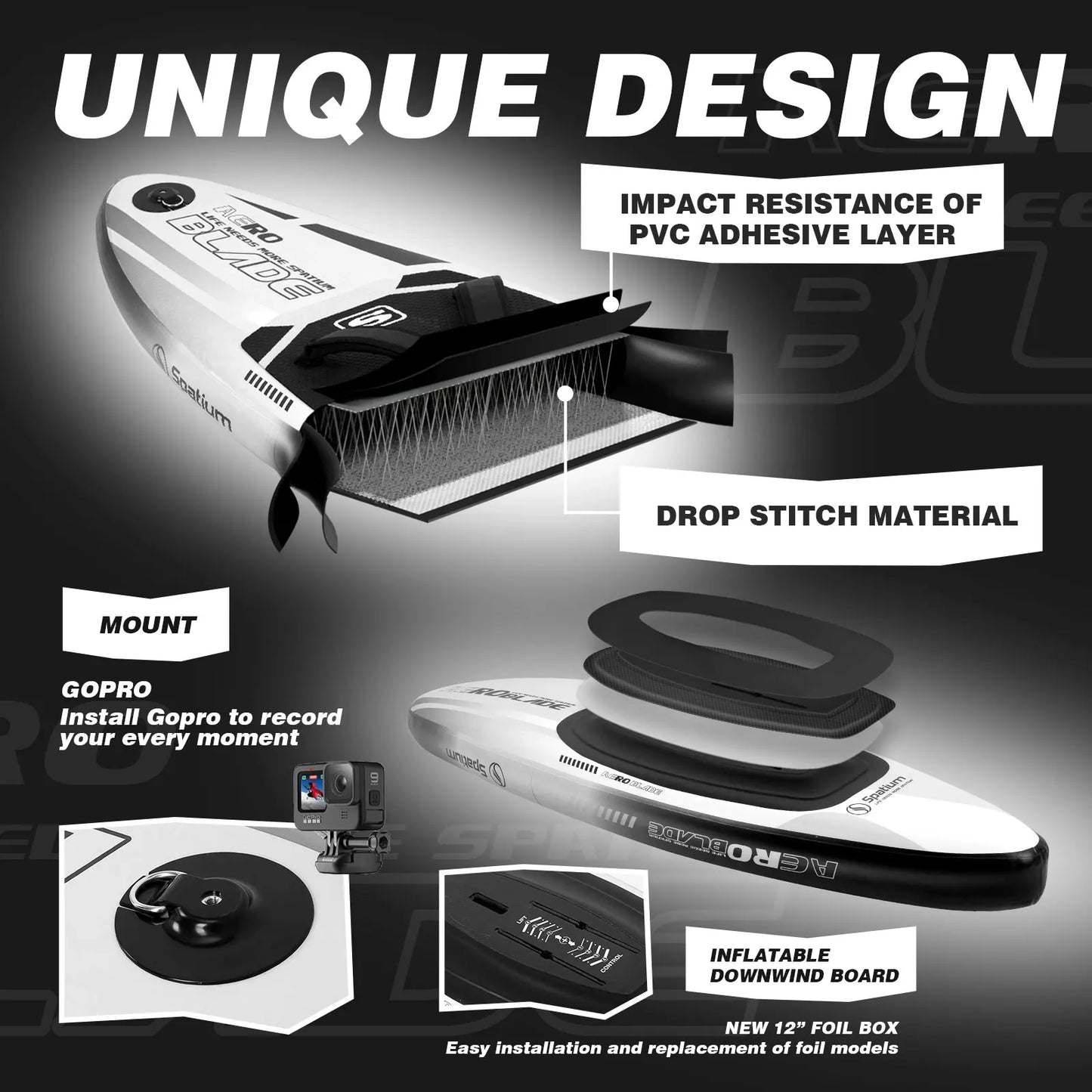 Spatium Inflatable Downwind Board For Unpowered Surfing And SUP