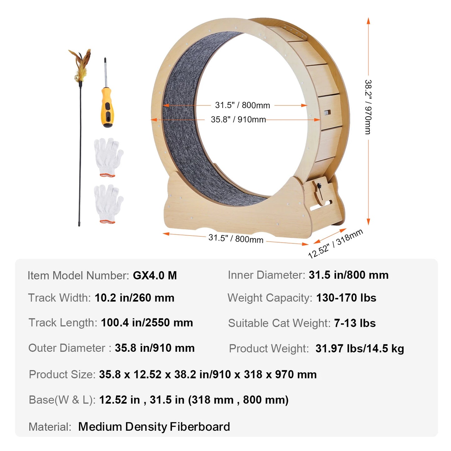 Wooden Cat Exercise Wheel For Indoor Running Safe Durable