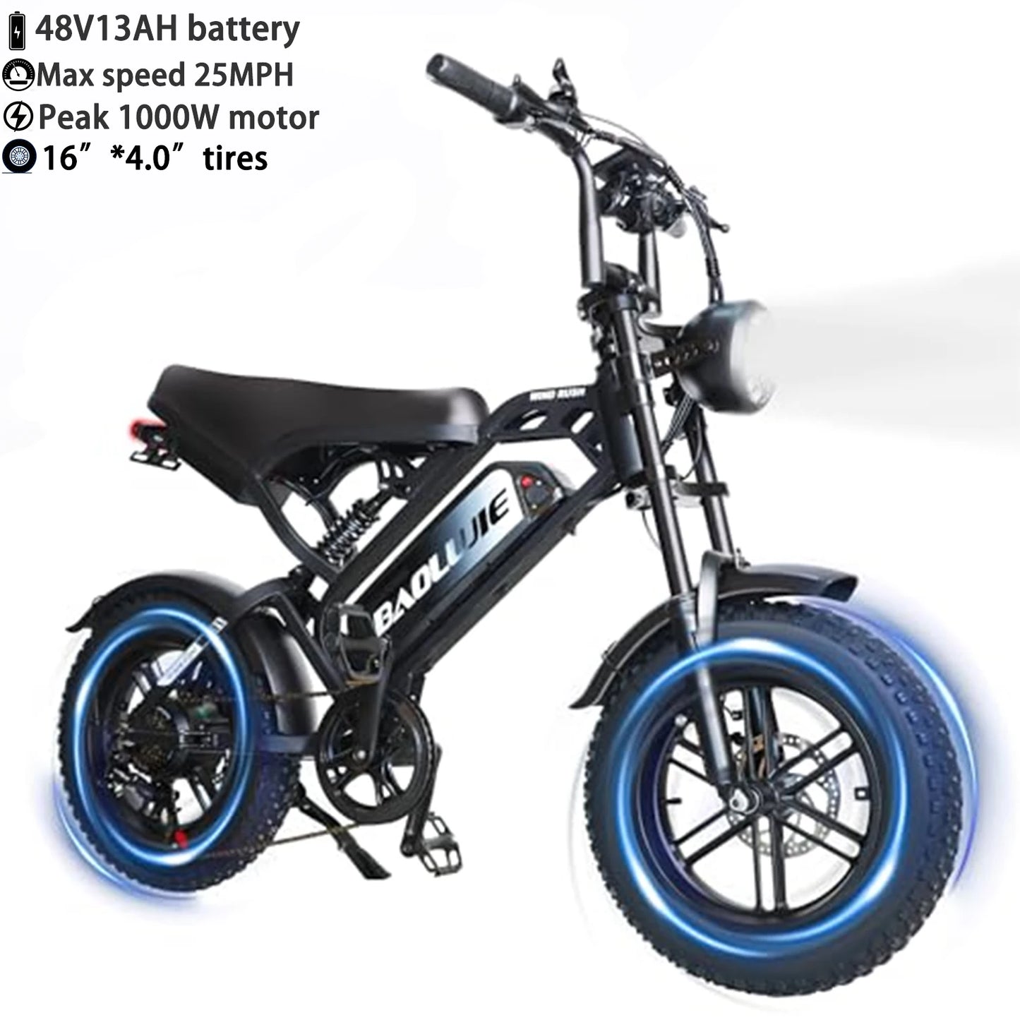 Baolujie Peak Dual Motor Electric Bicycle 48V Battery For Adults