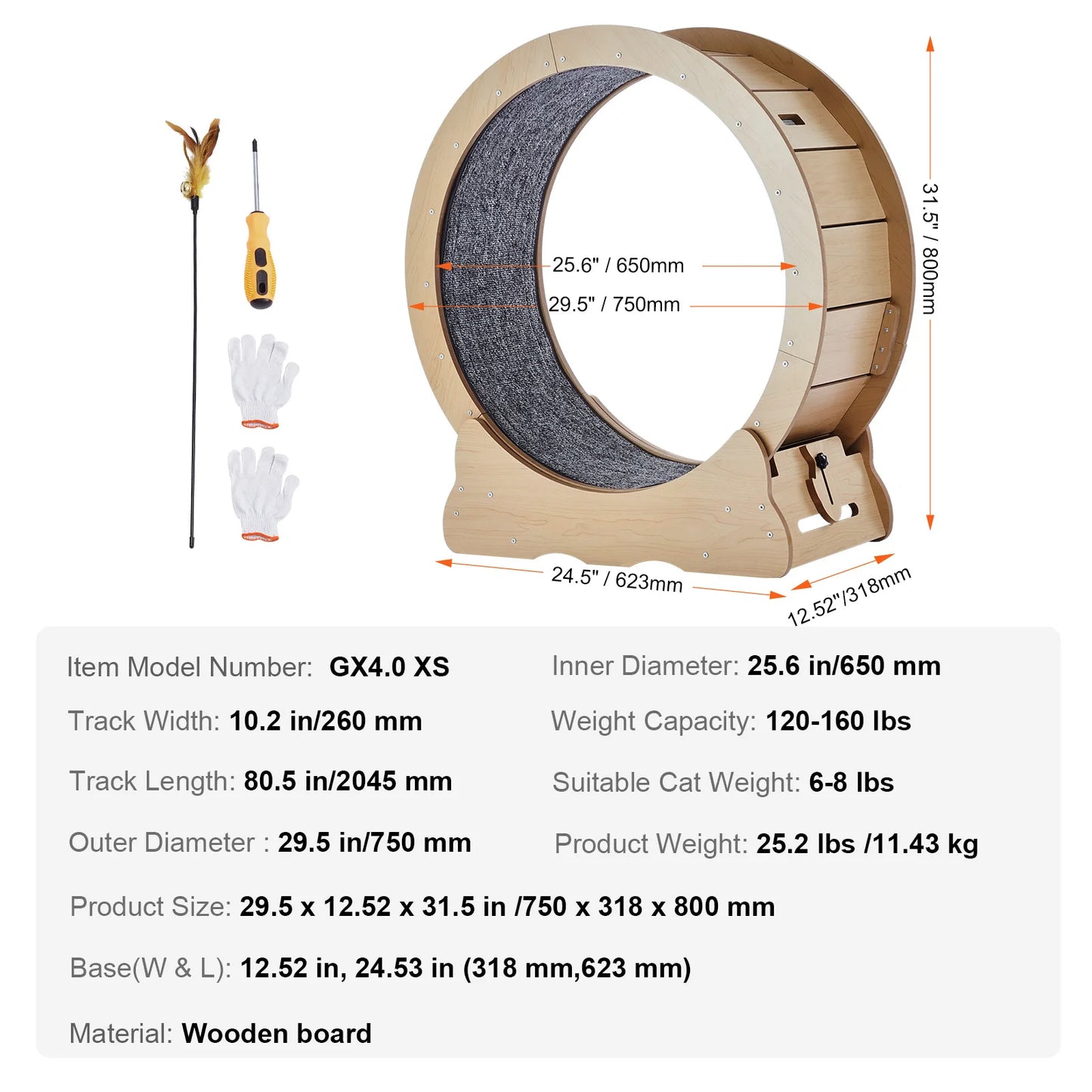 Wooden Cat Exercise Wheel For Indoor Running Safe Durable