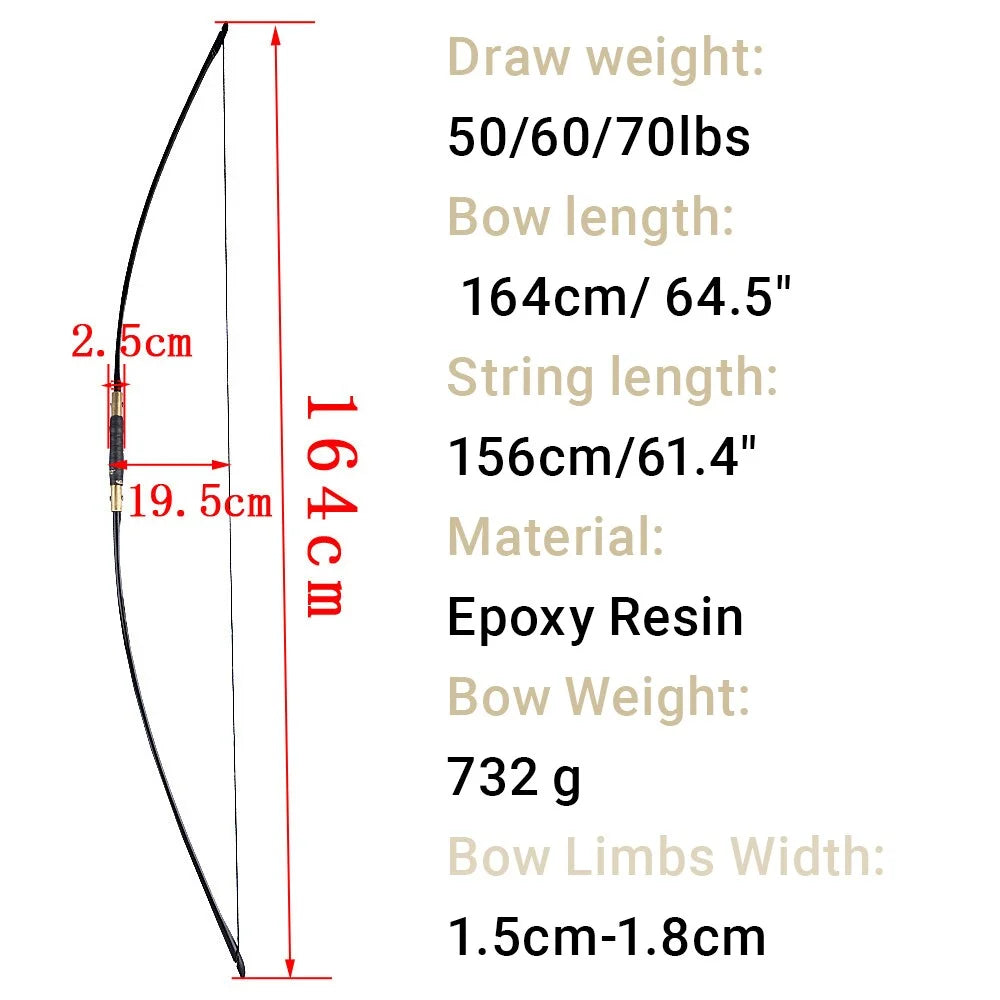 Archery Longbow Set 64.5" Takedown English Design 60/65/70lbs Draw Weight RH/LH Compatible for Adults Beginners Hunting Shooting Target Practice Outdoor Sports Accessories