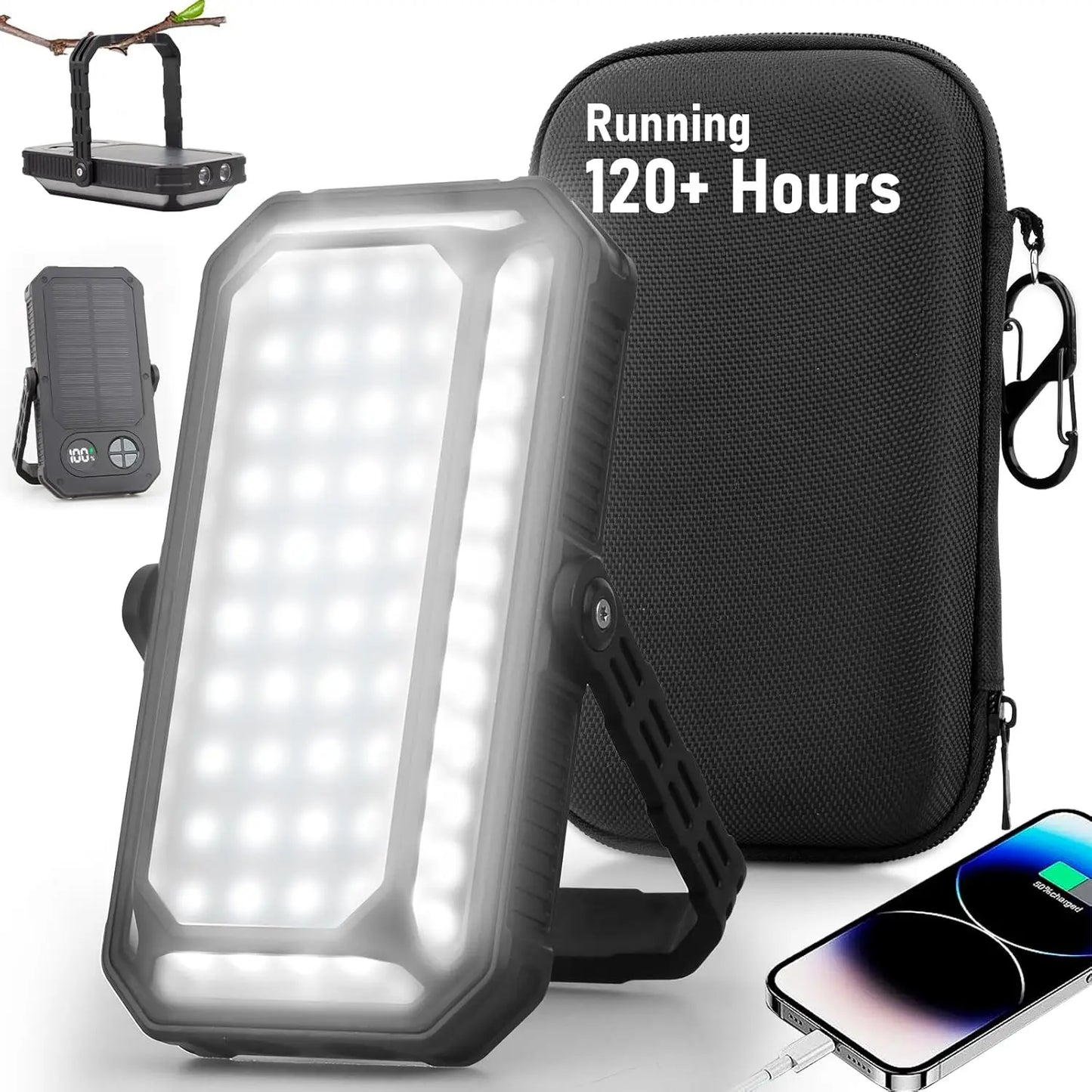 LED Camping Lantern Rechargeable 10000mAh With LCD Display 12 Modes