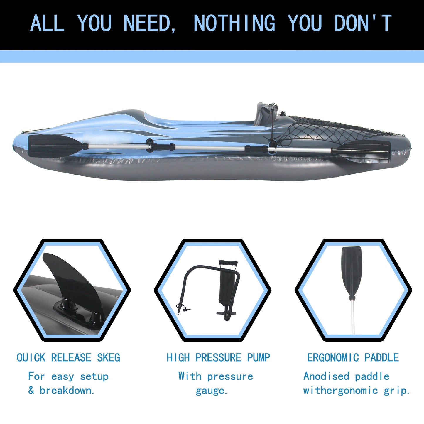 HHSJZWCY Inflatable One Person Kayak With Pump Paddles Bag