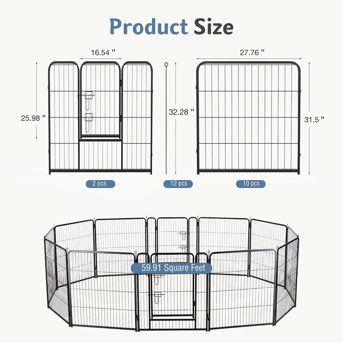 JHK Foldable Metal Dog Playpen Exercise Fence For Indoor Outdoor