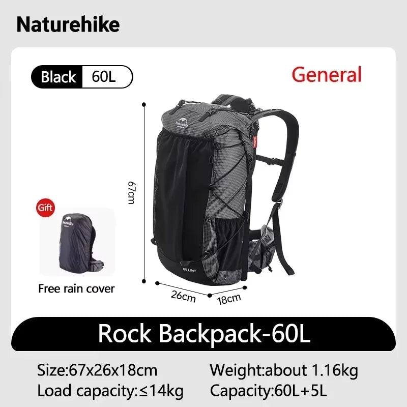 Naturehike Outdoor Hiking Backpack With Rain Cover For Camping Travel