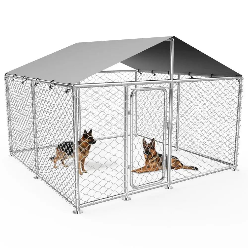 Large Outdoor Dog Kennel Outside,Heavy Duty Dog Enclosure with Waterproof Cover Roof and Steel Fence Security Lock for Dogs93x9