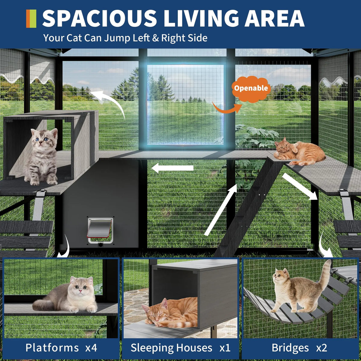 HiMISS Aluminum Outdoor Catio Enclosure Walk In Cat Run