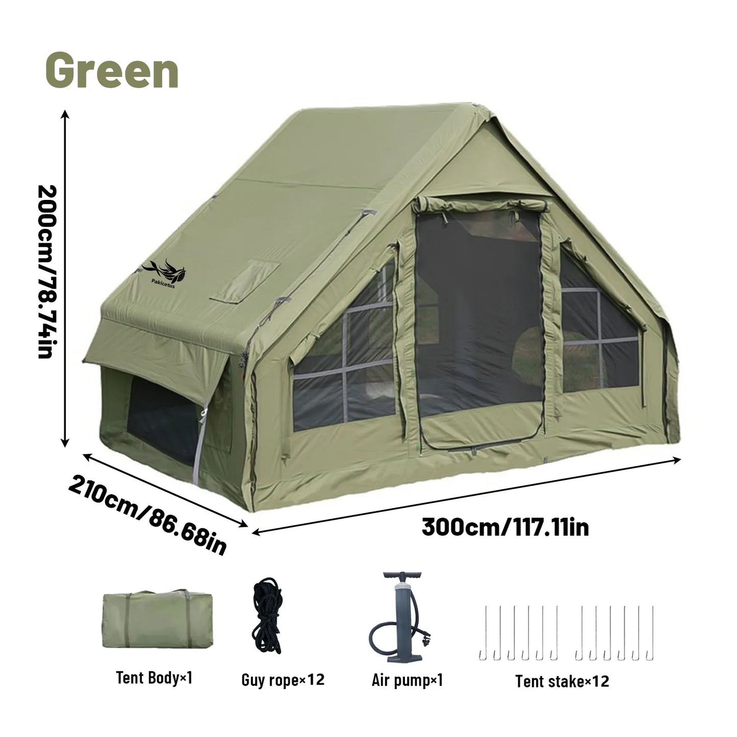 Pakicetus Inflatable Tent With Skylight Quick Setup Outdoor Family Tent